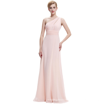 Starzz 2016 Senhoras New One Shoulder Chiffon Long Pink vestido de dama de honra ST000071-1